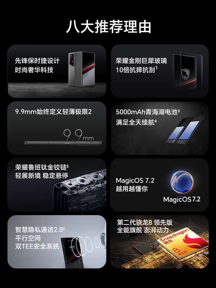 HONOR_荣耀Magic V2 RSR 16G+1T玛瑙灰 保时捷设计 5G折叠屏手机轻薄双屏先锋保时捷设计巨犀玻璃商务旗舰手机