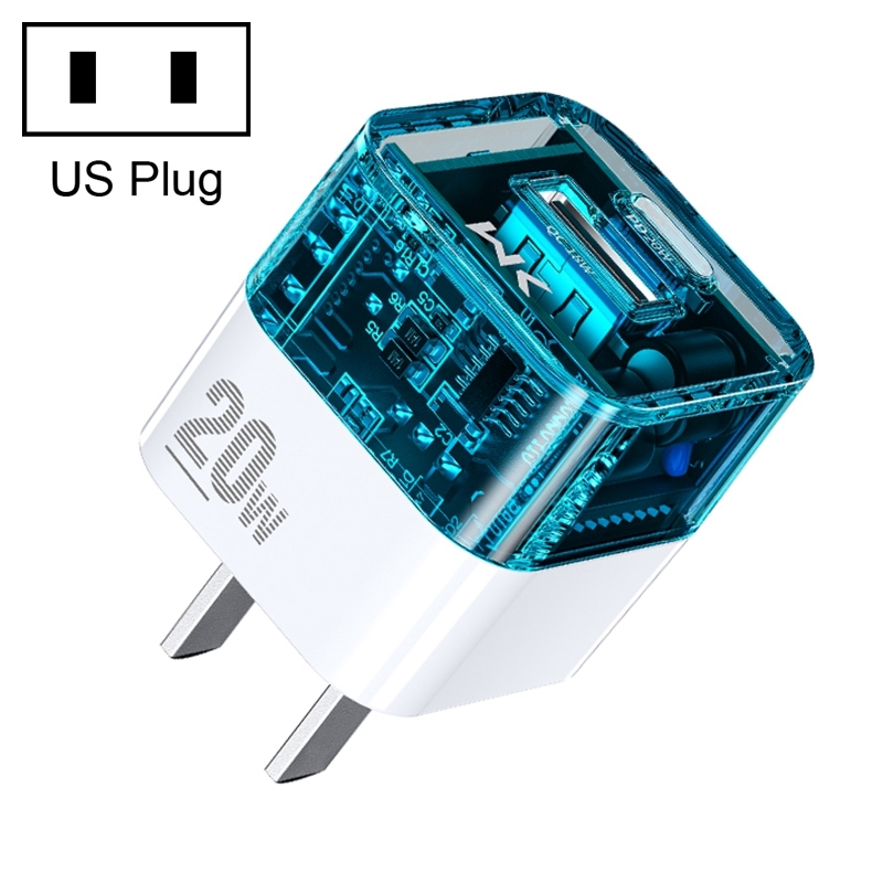 WEKOME WP-U149 20W 先锋USB+Type-C 双接口透明充电器，规格：美规